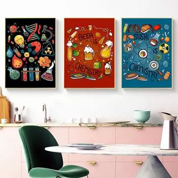 Наука, еда, постеры, принты, пиво - химия, ретро напиток, холст, живопись, современные настенные панно для кухни, ресторана, домашний декор 21cm30cm No Frame