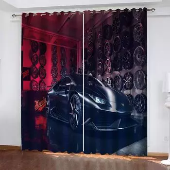 Наука и технологии, футуристический спортивный автомобиль, оконные шторы с принтом для гостиной, спальни, декор 100W160H(CM)40x63in&Hook