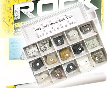 НАУКА Породы Образцы горных пород Набор из 15 осадочных метаморфических пород с бумагой 160 x 97 x H30 мм НАБОР ОБРАЗЦОВ ПОРОД 15 Базовый (Магматические породы, скалы, скалы)