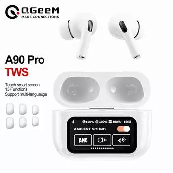 Наушники A9 Pro, беспроводные Bluetooth-наушники с шумоподавлением и шумоподавлением, гарнитура с сенсорным экраном, наушники с регулировкой громкости белый