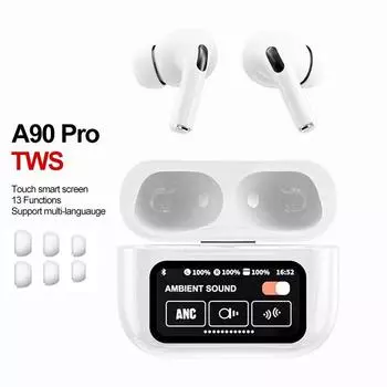 Наушники A9 Pro, беспроводные Bluetooth-наушники с шумоподавлением и шумоподавлением, гарнитура с сенсорным экраном, наушники с регулировкой громкости белый