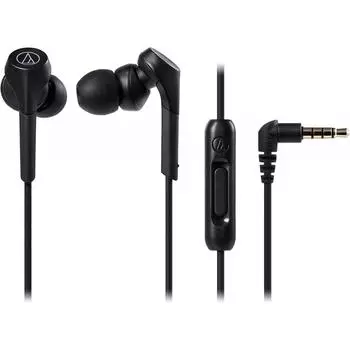 Наушники Audio Technica Ath Cks550xis Bk для проводных смартфонов канального типа с глубокими басами и высоким разрешением, совместимые с источником звука, черные