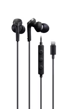 Наушники Audio Technica BK проводные Lightning с микрофоном iPhone Deep Bass черные ATH-CKS330Li 1.2m