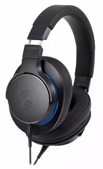 Наушники Audio Technica BK проводные портативные с высоким разрешением источника звука совместимые с SoundReality черные ATH-MSR7b