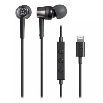 Наушники Audio Technica BK с микрофоном, кабель Lightning, канального типа, черного цвета, небольшого размера, ATH-CKD3Li 1,2 м чёрный