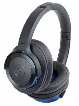Наушники Audio Technica GBL Беспроводные наушники Bluetooth Мощные басы ЧИСТЫЕ БАСЫ До 40 часов воспроизведения Темно-синий ATH-WS660BT