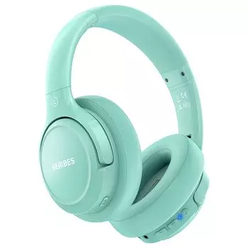 Наушники BERIBES Bluetooth 55 часов воспроизведения 3 режима эквалайзера Беспроводные наушники Вес всего 180 г Удобная посадка Наушники с HD-микрофоном Встроенный HIFI зелёный