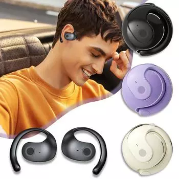 Наушники беспроводные Bluetooth 5.3 OWS водонепроницаемые спортивные гарнитуры шумоподавляющие наушники с микрофоном One Size чёрный