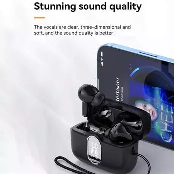 Наушники беспроводные BT со светодиодным дисплеем IPX4 водонепроницаемые для телефона, портативного компьютера белый