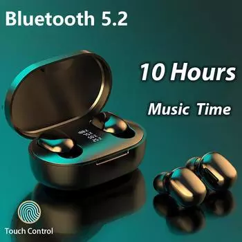 Наушники Bluetooth 5.2, 10 часов воспроизведения музыки, шумоподавление, стерео музыка, наушники-вкладыши с сенсорным управлением, игровые наушники с микрофоном для XiaoMi чёрный