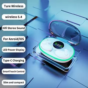 Наушники Bluetooth 5.3, невидимые наушники для сна, мини-беспроводные наушники, водонепроницаемые, с функцией шумоподавления и сенсорным управлением белый