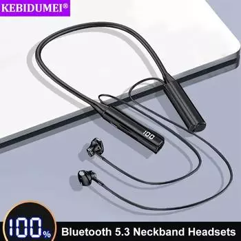 Наушники Bluetooth 5.3 с шейным ободом, бинауральные беспроводные наушники Inear, HiFi стерео, светодиодный цифровой дисплей, подвесные наушники для Xiaomi