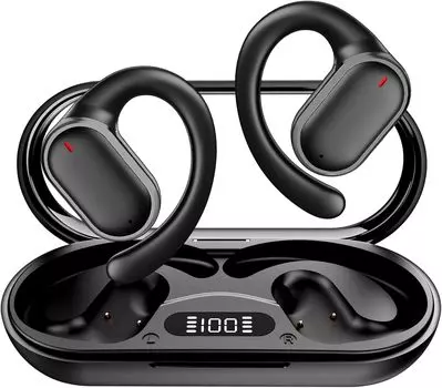 Наушники Bluetooth 5.4 с открытым ухом, светодиодным дисплеем, стереозвуком, беспроводные наушники-вкладыши с микрофоном, водонепроницаемые наушники для тренировок и бега