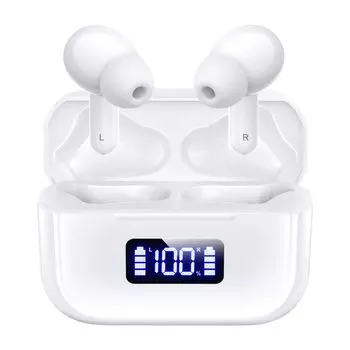 Наушники Bluetooth Беспроводные наушники Bluetooth наушники Оснащены новой моделью 2024 года Автоматическое сопряжение Светодиодный дисплей Отображение оставшегося заряда Сенсорный белый