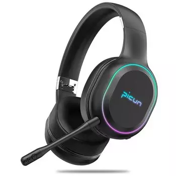 Наушники Bluetooth Герметичная беспроводная игровая гарнитура Совместимость с проводным и беспроводным подключением, шумоподавлением, 7-цветной светодиодной подсветкой, складные, закрывают ухо