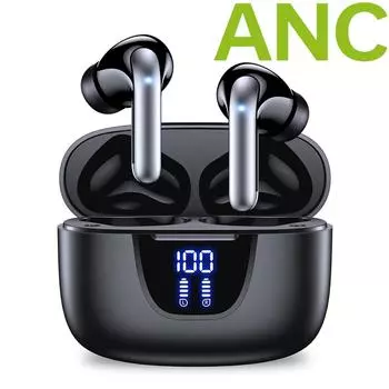 Наушники Bluetooth с активным шумоподавлением, беспроводные наушники Bluetooth 5.3, наушники TWS со светодиодным дисплеем для Android ios