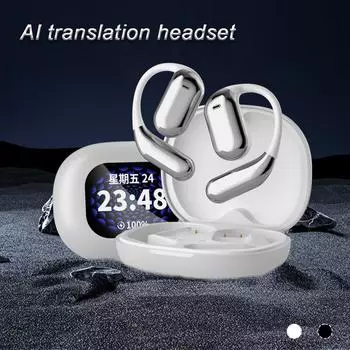 Наушники Bluetooth с искусственным интеллектом и функцией перевода, с цветным ЖК-экраном, шумоподавлением, спортивные наушники Black