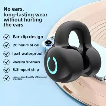 Наушники Bluetooth с костной проводимостью, беспроводные спортивные наушники-клипсы с длительным сроком службы чёрный