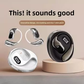 Наушники Bluetooth с костной проводимостью, беспроводные, сверхдолгоиграющие, без ушей, с креплением на ухо, с функцией шумоподавления чёрный