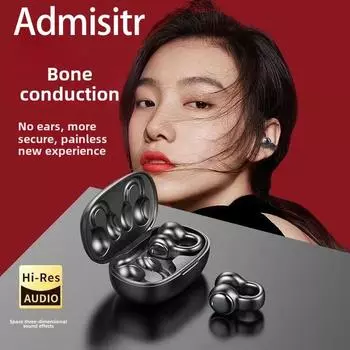 Наушники Bluetooth с костной проводимостью, сверхдолгоиграющие беспроводные наушники-клипсы без ушей, снижающие уровень шума чёрный