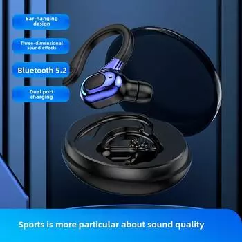 Наушники Bluetooth с подвесным ушным вкладышем, мощные беспроводные наушники с ультрадолгим сроком службы, спортивные наушники с шумоподавлением чёрный