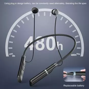 Наушники Bluetooth с шейным ободом, шумоподавлением, мощными басами, беспроводные спортивные стереонаушники с защитой от пота