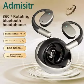 Наушники Bluetooth с шумоподавлением, маленькие внутриканальные наушники с кокосовым шариком, сверхдлительные беспроводные наушники, спортивные наушники чёрный