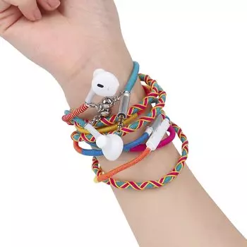 Наушники-браслет URIZONS, цветные плетеные наушники, проводные наушники с микрофоном, пультом дистанционного управления, спортивная гарнитура для iPhone, ручная работа, трикотажная нить