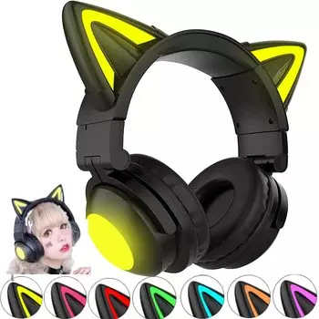 Наушники Cat Ear Игровая гарнитура Гарнитура Игровые наушники Bluetooth наушники Cat Ears Беспроводные наушники Проводные беспроводные двойного назначения Накладные наушники