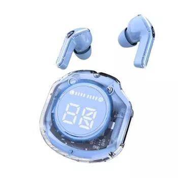 Наушники Crystal Earbuds — окунитесь в мир цвета и звука с шикарными пастельными оттенками и прозрачным светодиодным дисплеем — превосходный беспроводной звук TYPE-C белый