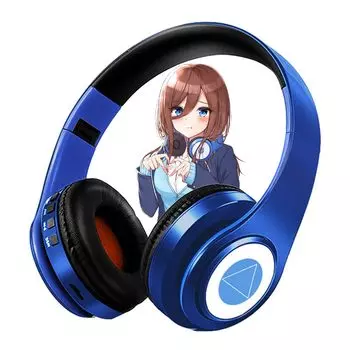 Наушники для косплея Topsky Nakano Miku Bluetooth Наушники Bluetooth Беспроводной микрофон Складные наушники Nakano Miku в стиле аниме со съемным кабелем