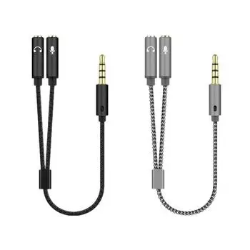 Наушники для мобильного телефона 3,5 мм аудиокабель-переходник 3,5 мм стерео аудио штекер на 2 гнезда для гарнитуры микрофон Y-разветвитель переходной кабель серебряный