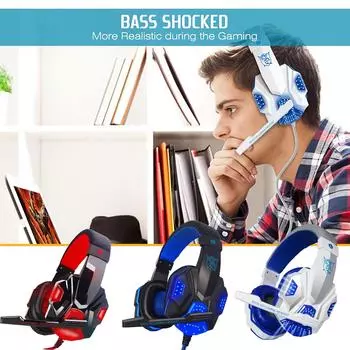 Наушники для PS4 для Nintendo PC 2.2 мм стерео микрофон светодиодная игровая гарнитура красный