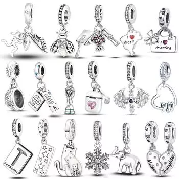 Наушники для путешествий, покупок, сумочка, подвеска, серебряные бусины, модный оригинальный браслет с подвеской, сделай сам, изготовление ювелирных изделий