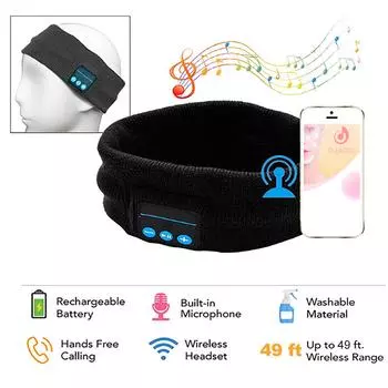 Наушники для сна BT с повязкой на голову Беспроводные спортивные музыкальные наушники с громкой связью Наушники для сна со стереодинамиком и микрофонными динамиками темно-серого