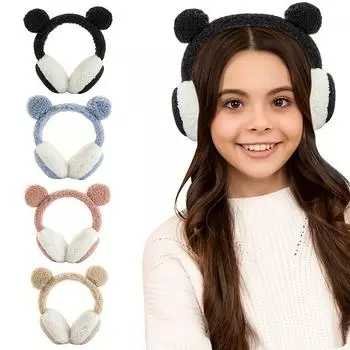 Наушники для теплых женщин, корейская версия, милые студенческие наушники, зимняя защита ушей, плюшевые детские наушники, антифриз и выдвижные наушники чёрный