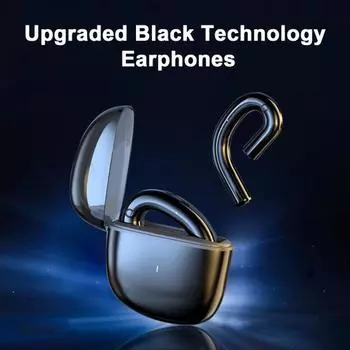 Наушники Earless Out of Ear Наушники с открытым ушным вкладышем Беспроводные наушники-вкладыши с Bluetooth-совместимой гарнитурой 5.3 Внешние вкладыши Костная проводимость Внешнее ухо чёрный