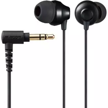 Наушники ELecom, проводные, канального типа, 3,5 мм, 3-контактный, Г-образный штекер, с динамическим драйвером 10,0 мм, EHP F12CABK, черного цвета, без микрофона