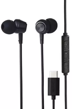 Наушники ELECOM проводные канального типа с высокопрочным кабелем, не допускающим смещения звука и видео с регулировкой, черные EHP-DF14CMBK Type-C