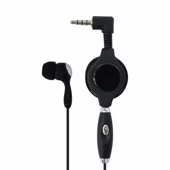 Наушники Fujimoto Dengyo монофонические выдвижные черные с разъемом 3,5 мм, совместимые, наушники, Г-образный разъем, шнур, EMM-02BK