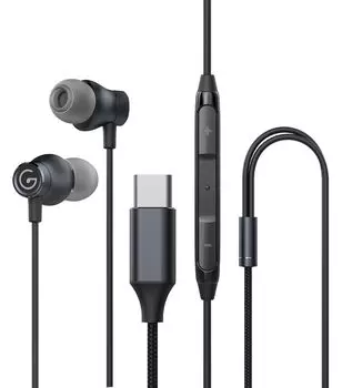 Наушники GEVO Наушники с микрофоном Магнитная конструкция Чип ЦАП HiFi Канальные звонки Регулятор громкости с пультом дистанционного управления Проводной USB C Утечка звука