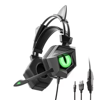 Наушники GHDVOP Cat Ear, игровая гарнитура, проводные наушники с микрофоном для игр, динамик 40 мм, регулируемый размер, совместимый с 3,5 мм