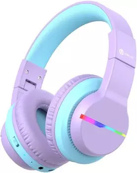 Наушники iClever Bluetooth-наушники Беспроводные детские наушники с ограничением громкости 45 часов воспроизведения с микрофоном для детей (74/85/94дБ)
