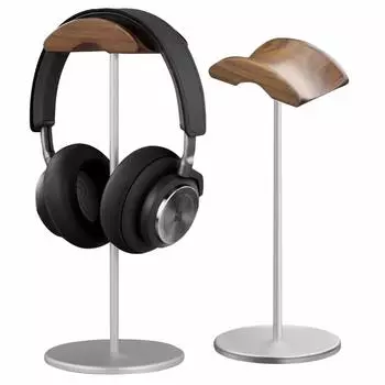 Наушники kantof Натуральный высококачественный черный орех Алюминиевые наушники Элегантные наушники Внутренняя подставка, Дерево, + Сплав, Подставка, Вешалка, Телеработа, Игры, серебряный