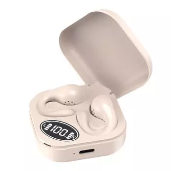 Наушники-клипсы Bluetooth, беспроводные наушники HiFi Sound Open Ear с дисплеем питания для спорта бежевый