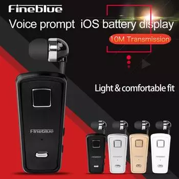 Наушники-клипсы с Bluetooth-кабелем Наушники Стерео-музыкальные гарнитуры Громкая связь с микрофоном чёрный