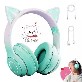 Наушники-кошачьи ушки Беспроводные наушники Bluetooth с шумоподавлением Наушники-вкладыши Проводные беспроводные наушники двойного назначения Bluetooth 5.1 Кошачьи ушки с