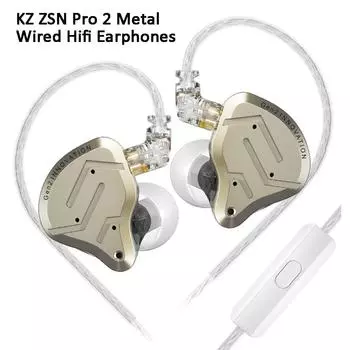 Наушники KZ ZSN PRO 2 Hifi с гибридным драйвером 1BA+1DD, внутриканальные металлические проводные наушники, басовая музыка, спортивная гарнитура с шумоподавлением. No Mic чёрный