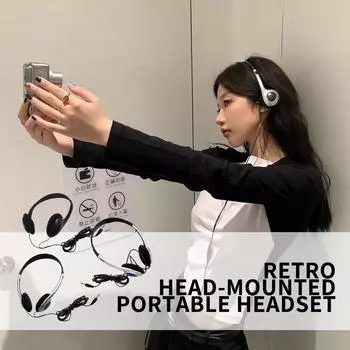 Наушники личные ретро гарнитура черный модный 3,5 мм стиль гарнитура вкладыши личные реквизит Ea F8F1 sliver-one-size