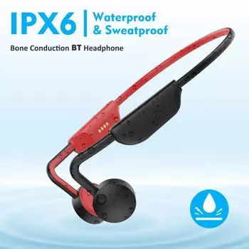 Наушники M1 Bone Conduction BT5.3 с полностью титановым сплавом, костная оправа, изгиб, отсутствие деформации IPX6 красный/чёрный